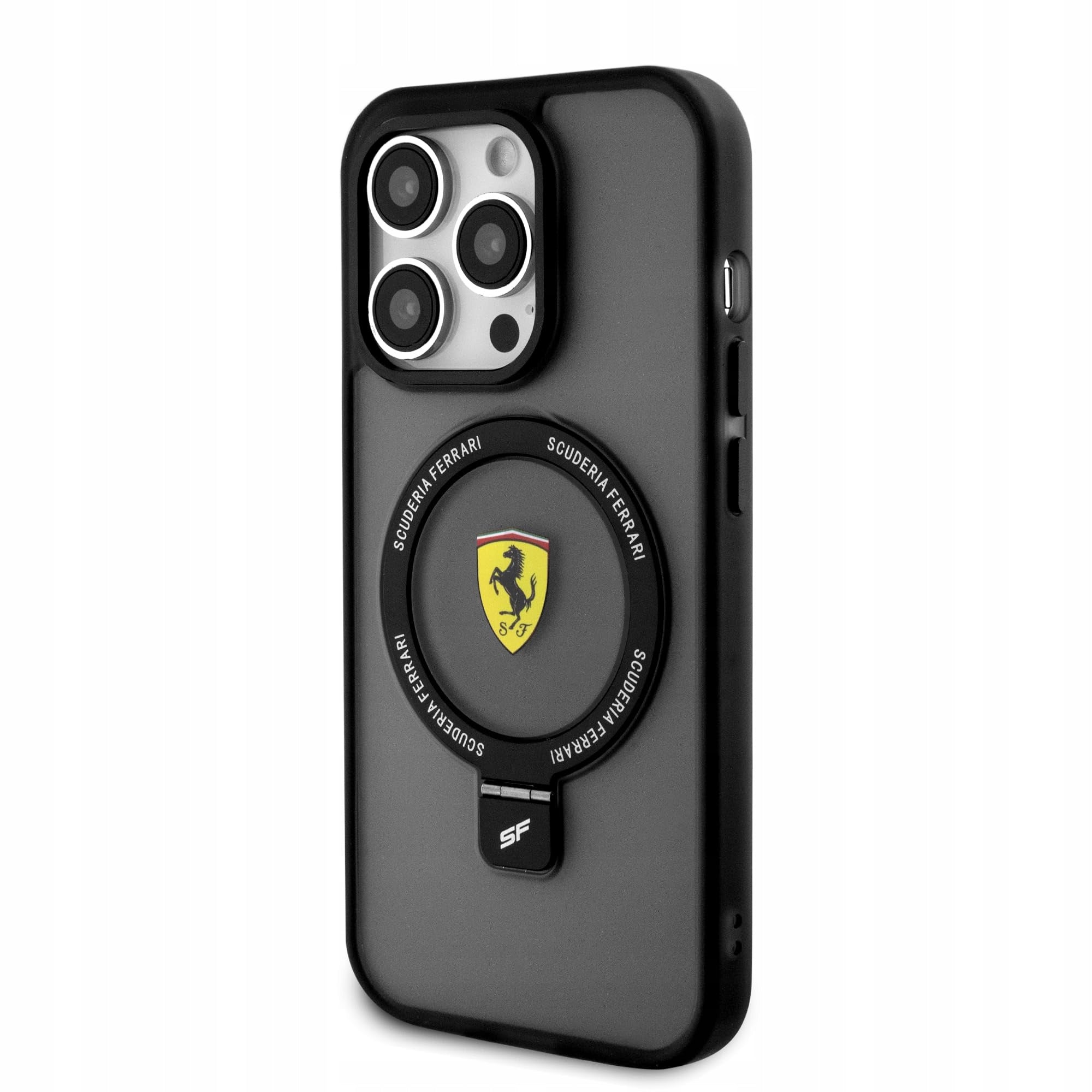 Ferrari Ring Stand MagSafe Case for iPhone 15 Pro Black