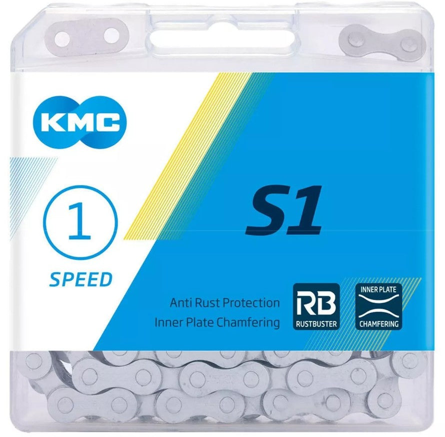 Chain KMC S1 112 stainless steel links silver, clip, BOX Brand KMC