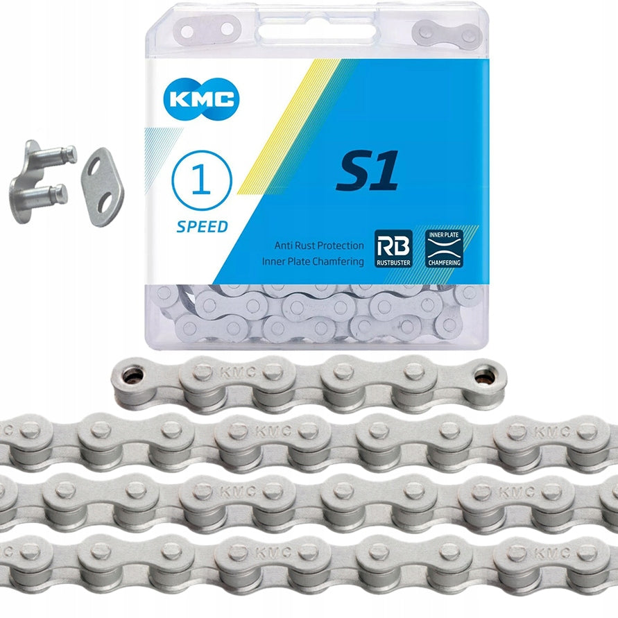 Chain KMC S1 112 stainless steel links silver, clip, BOX
