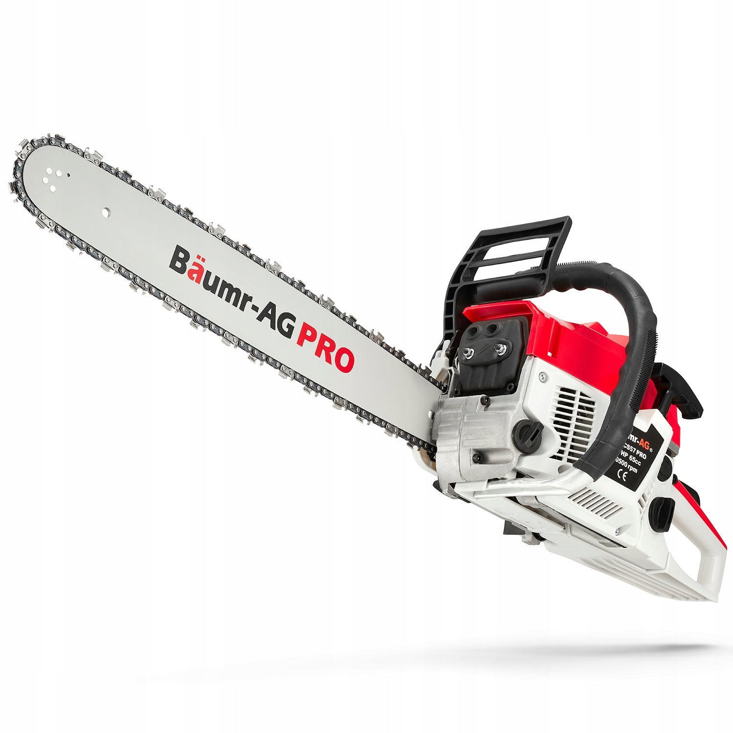 Chainsaw Combustion Saw 5,7km 65cm3 set XXL powerful power Brand Baumr-Ag