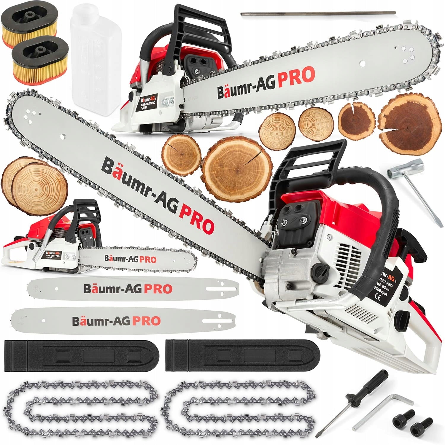 Chainsaw Combustion Saw 5,7km 65cm3 set XXL powerful power