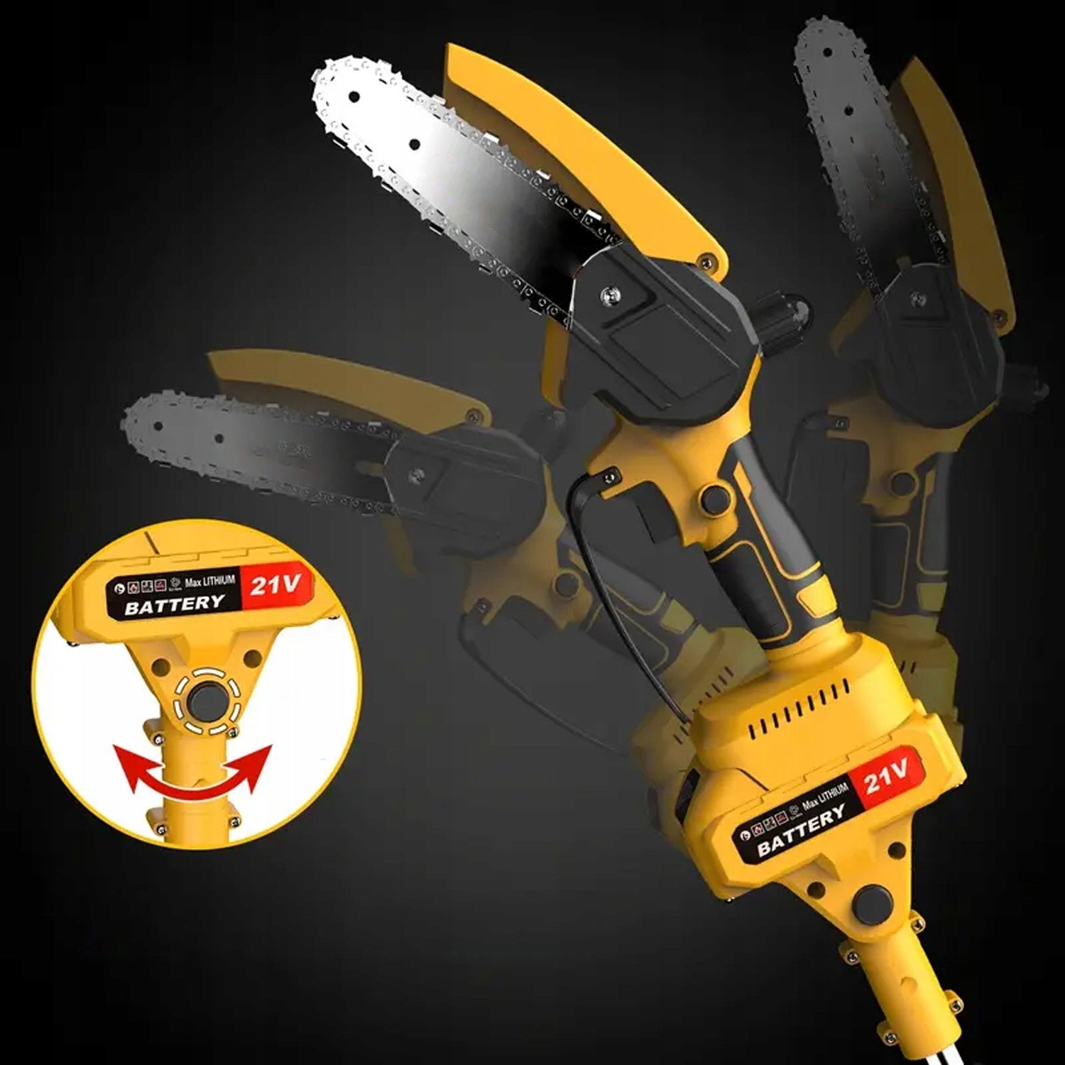 Chainsaw Cordless Telescopic Tree Saw 6" 2 x AKU Power supply rechargeable battery