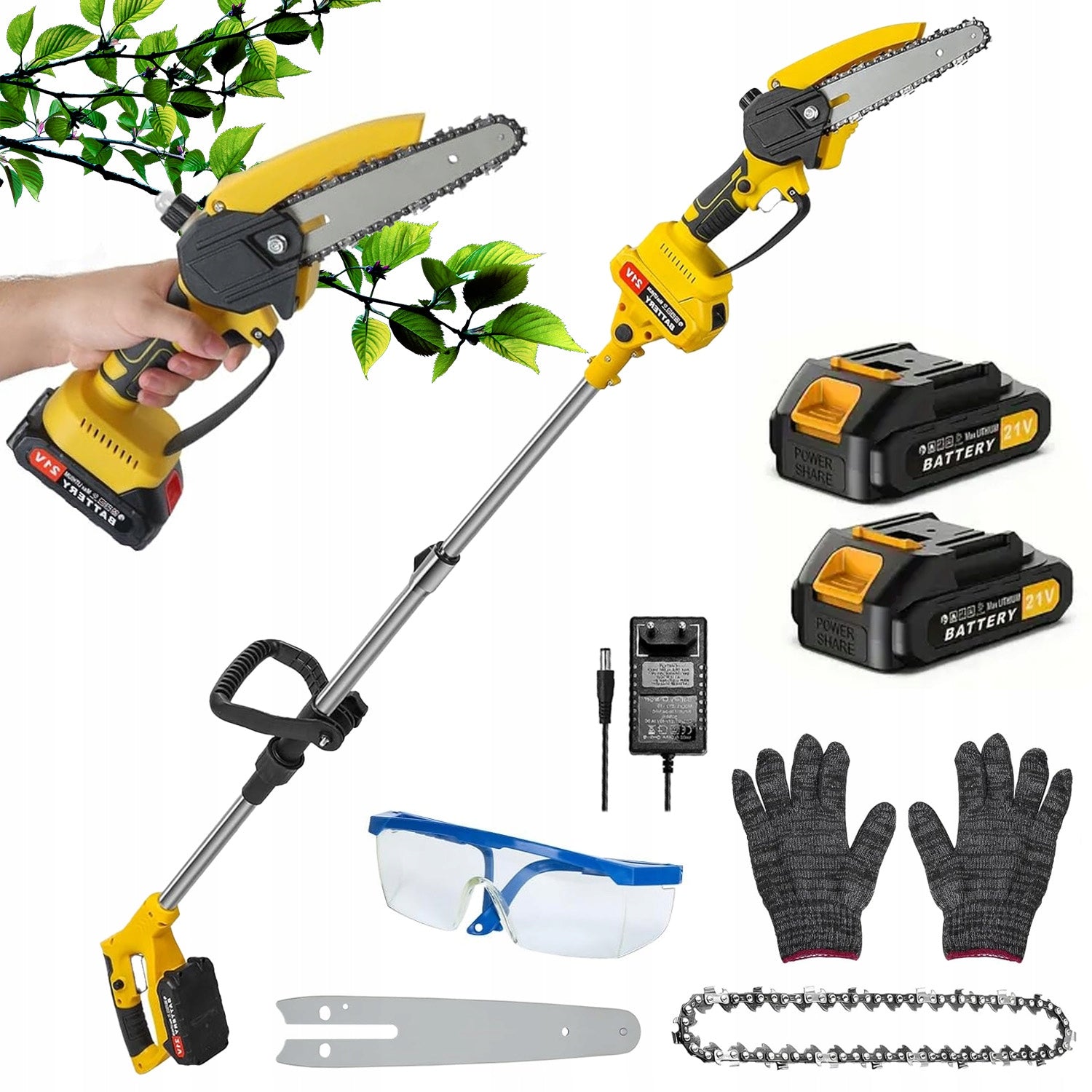 Chainsaw Cordless Telescopic Tree Saw 6" 2 x AKU