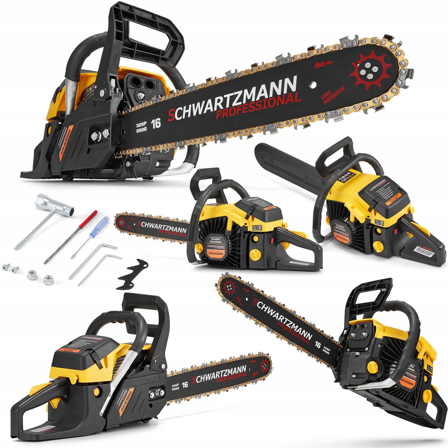 Chainsaw combustion wood saw SCHWARTZMANN Batteries included no