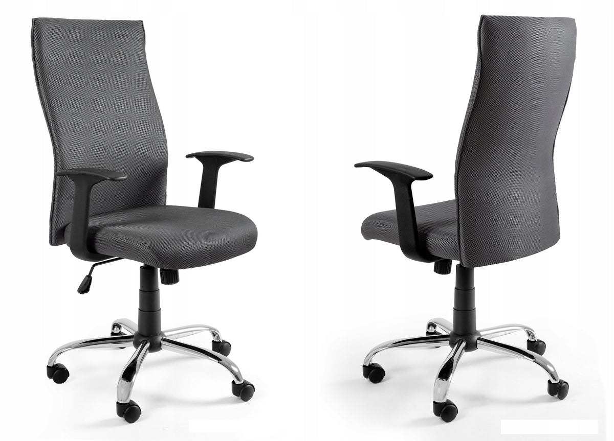 Chair BLACK ON BLACK Grey Swivel Office Fabric Comfortable