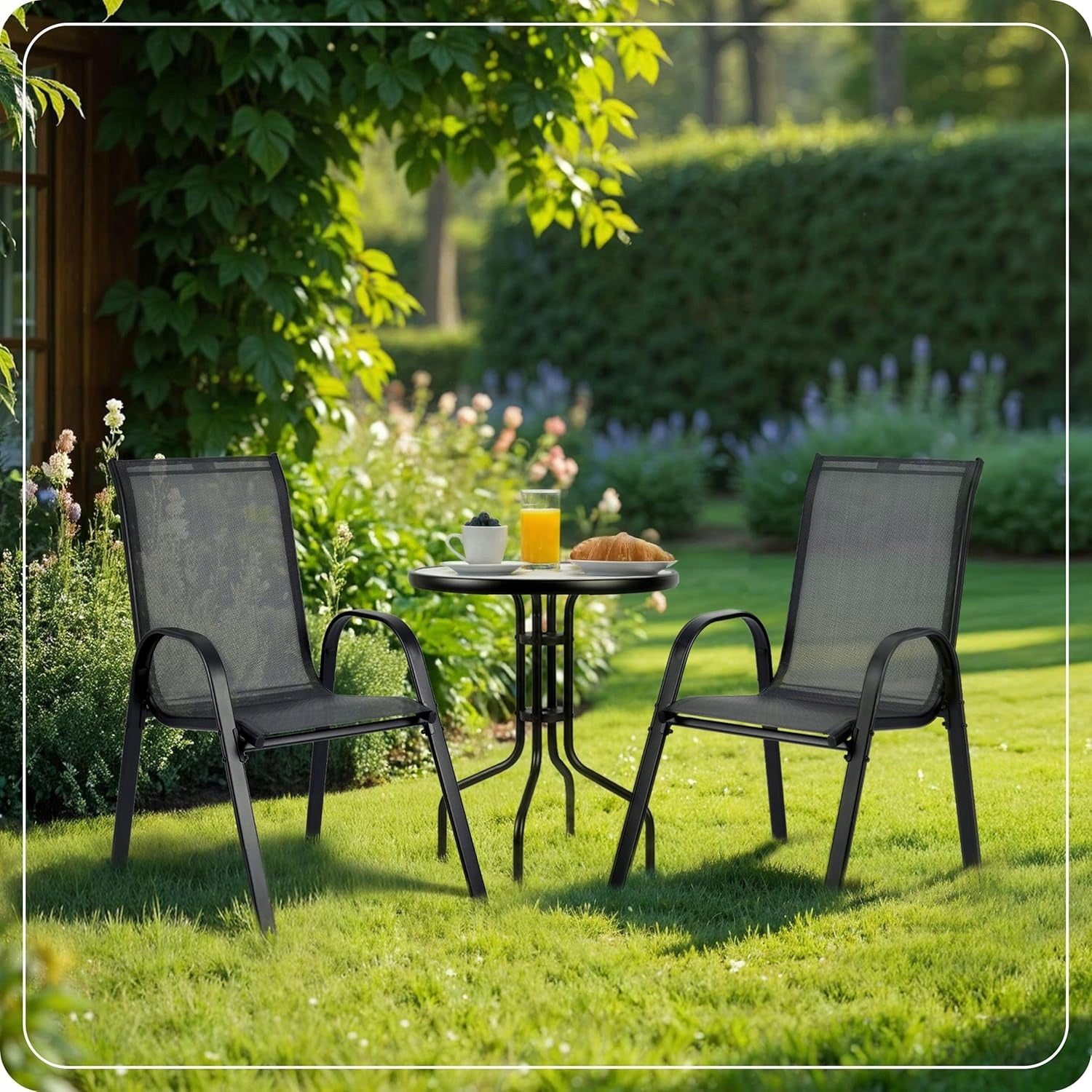 Chair Garden Chairs Boa Black Garden Terrace Balcony Plot Patio Main material metal