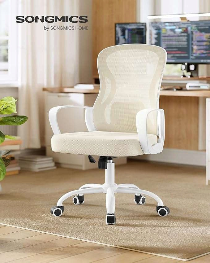 Chair SONGMICS swivel, mesh beige cappuccino with armrests