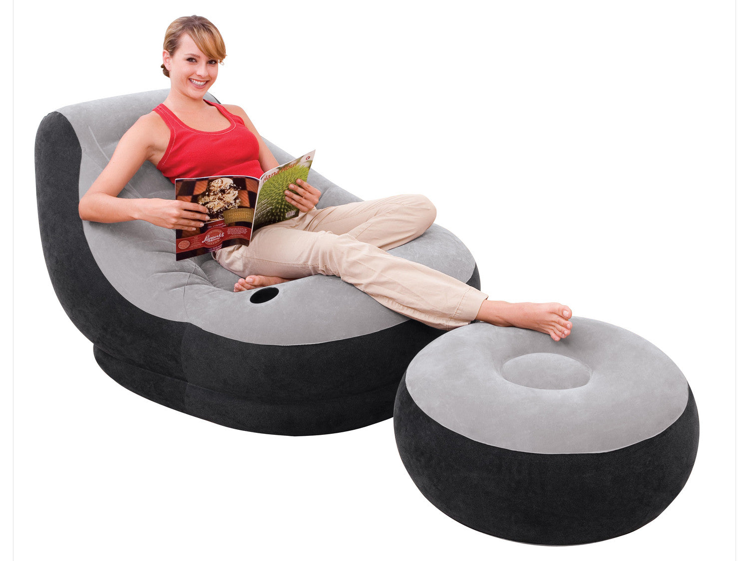 Chair inflatable mattress footrest pouf Intex 68564