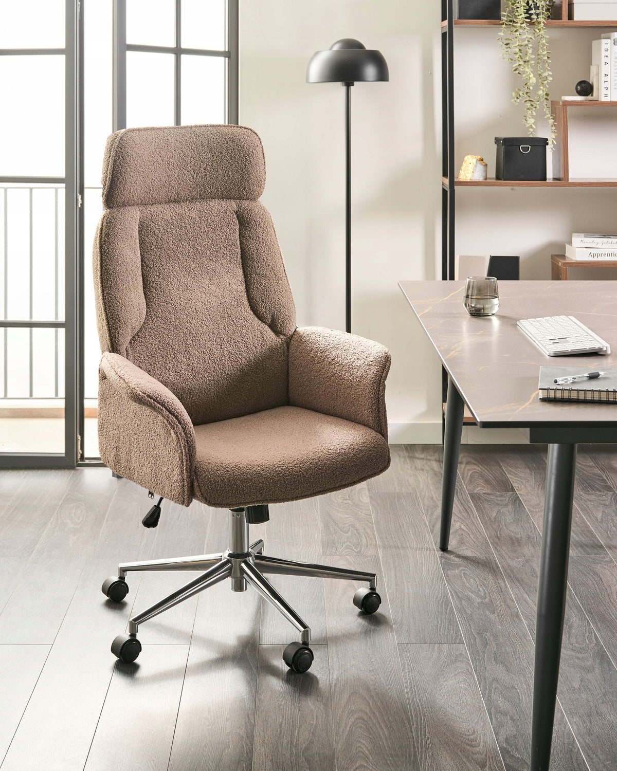Chair office chair adjustable boucle brown Packaging status original