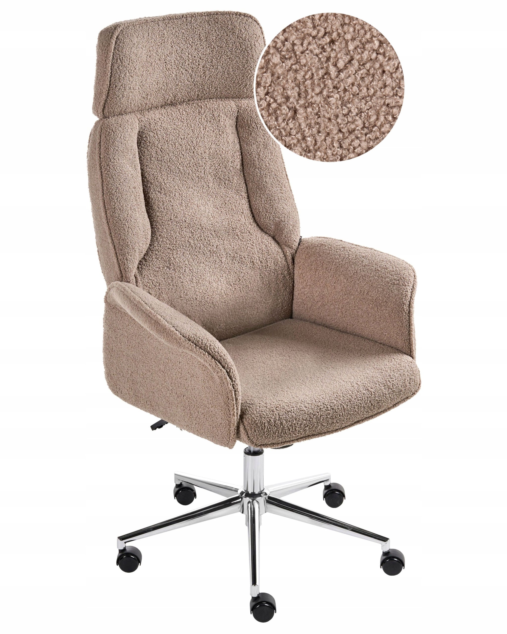 Chair office chair adjustable boucle brown