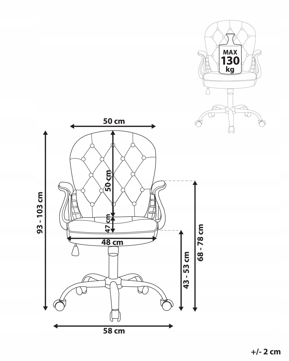Chair office chair adjustable white with crystals Medical device no