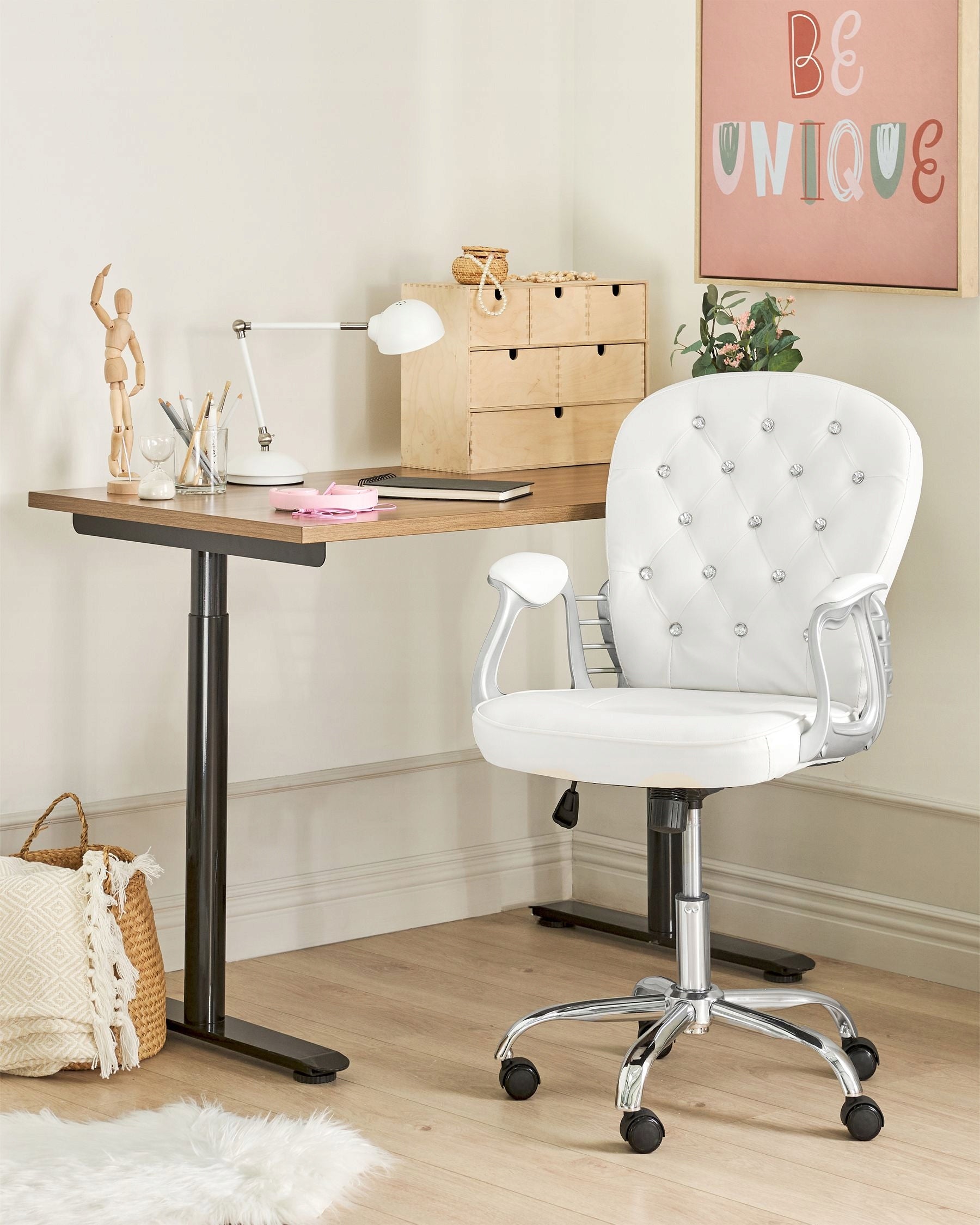 Chair office chair adjustable white with crystals Packaging status original