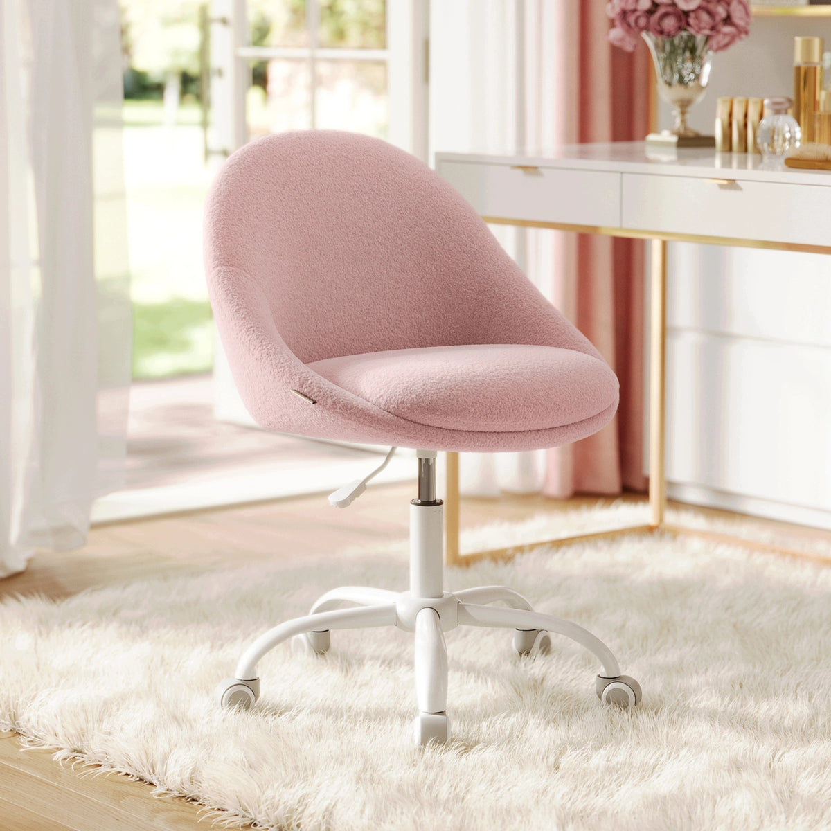 Chair powder pink ROTATING Upholstered chair on Wheels Spacetronik Packaging status original
