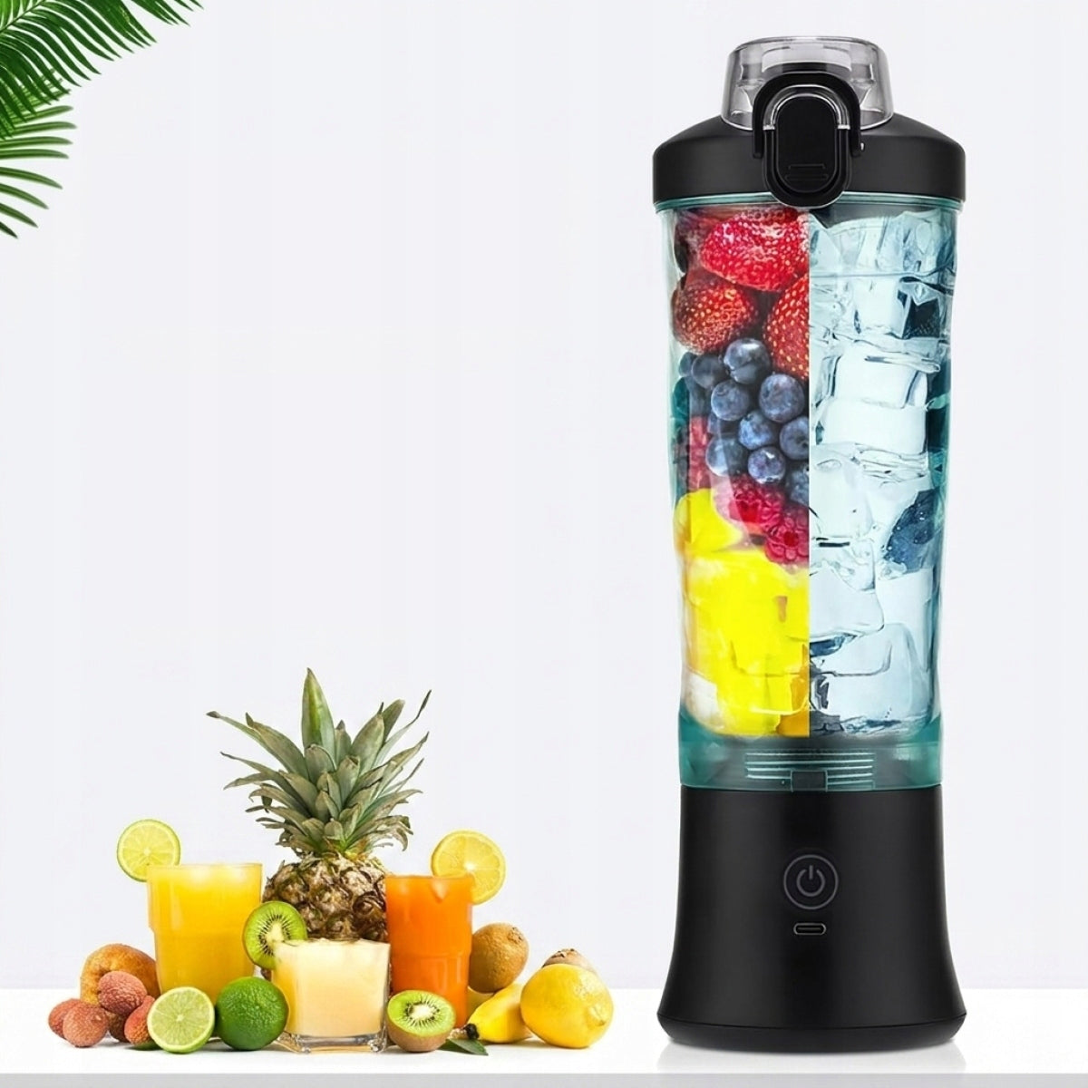 Chalice Blender, Portable, Wireless, BeWell, USB, 600 ml, Efficient Dominant color black