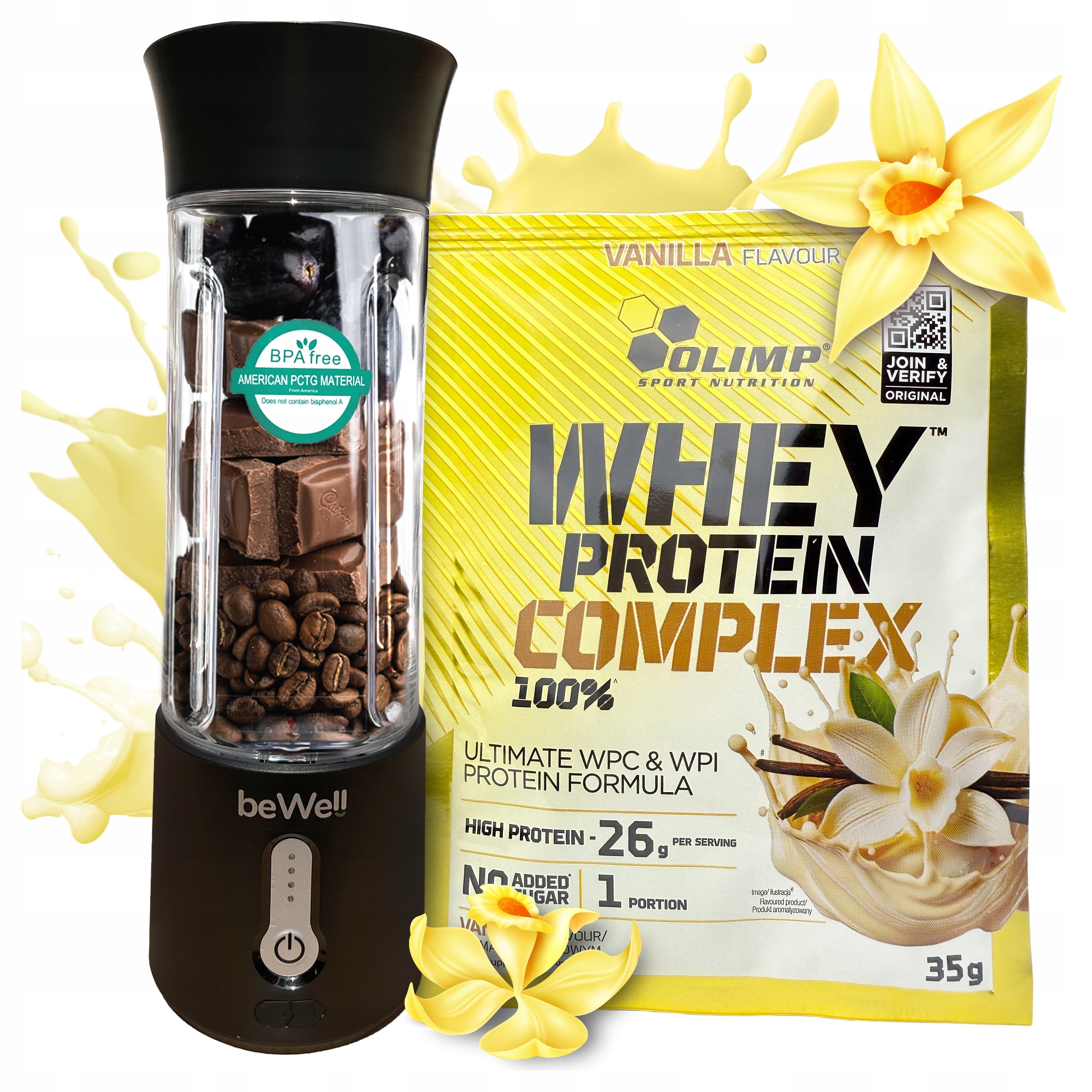 Chalice Blender Portable Wireless beWell to USB Protein Olimp WPC
