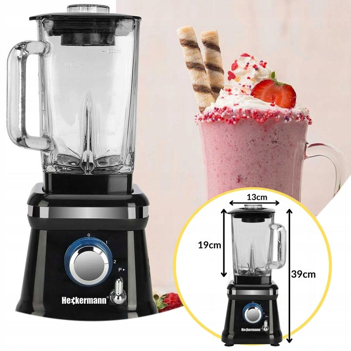 Chalice Blender STRONG for smoothie cocktails Glass 1600W 1,6L HECKERMANN Manufacturer code BL-3501