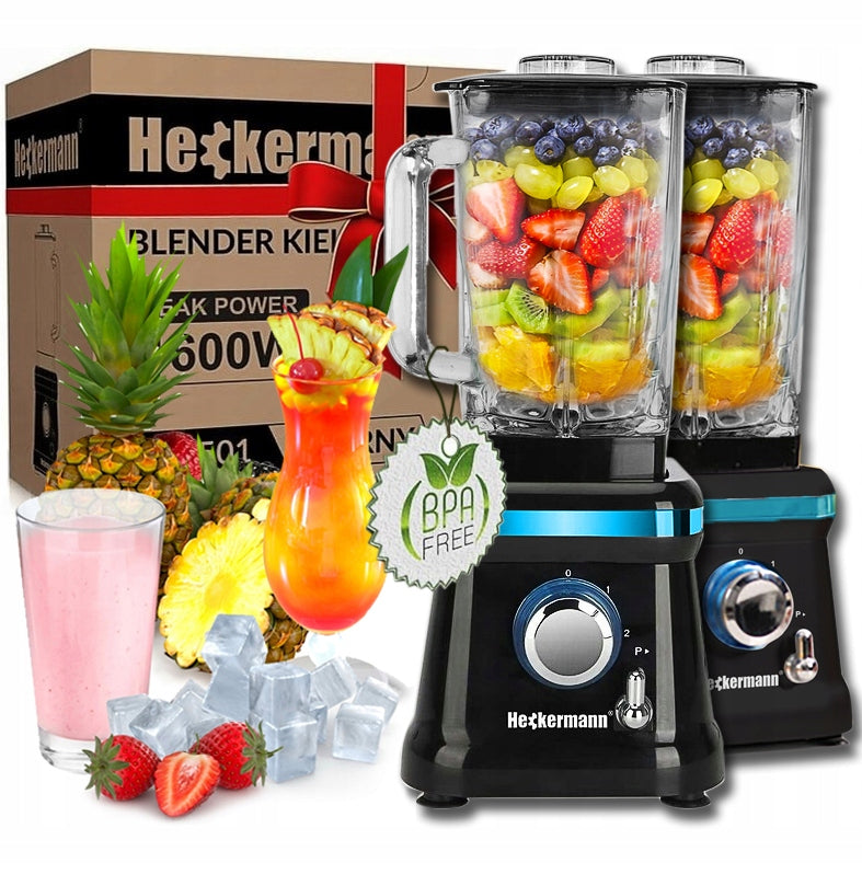 Chalice Blender STRONG for smoothie cocktails Glass 1600W 1,6L HECKERMANN