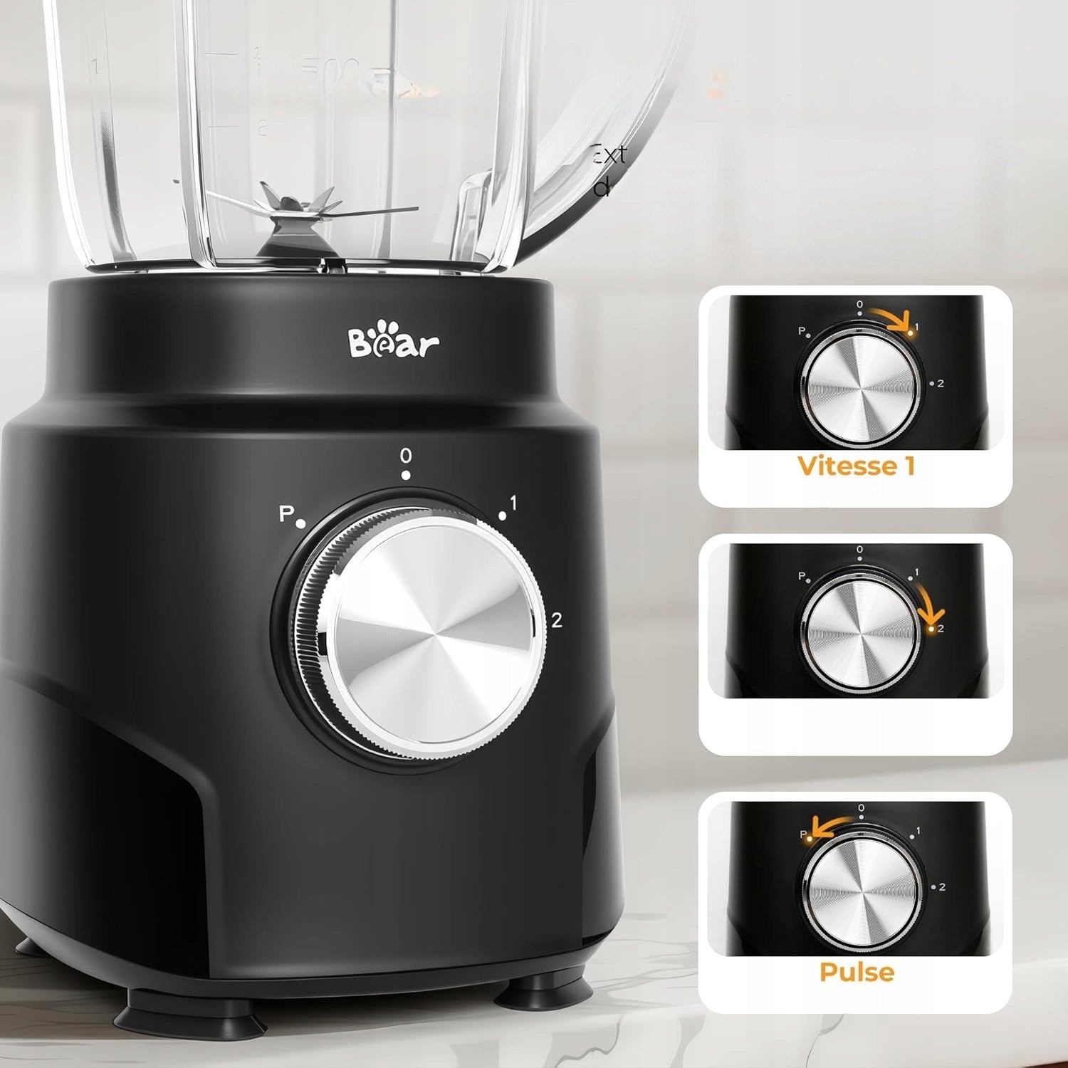 Chalice Blender with Ice Crushing Function 700W 1500ml 3 Speeds Brand Bear