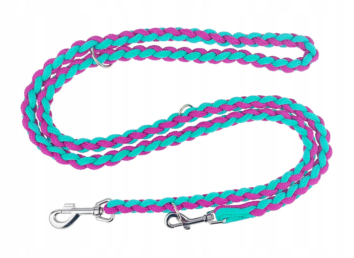 Champion Dog Leash Braided Rope Adjustable 2,5m Pink Blue