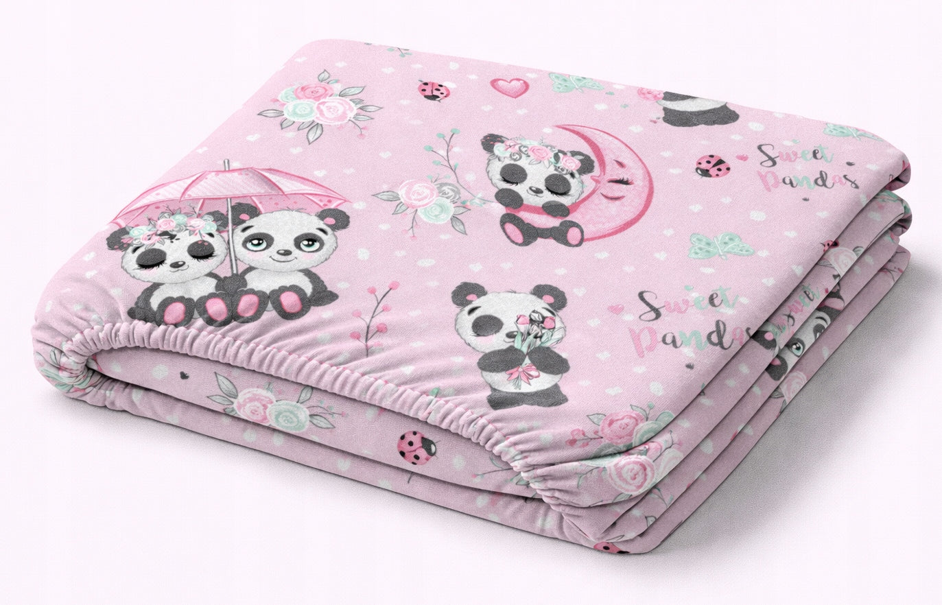 Changing Table Cover 80x50 Flannel Panda Roses Szymex