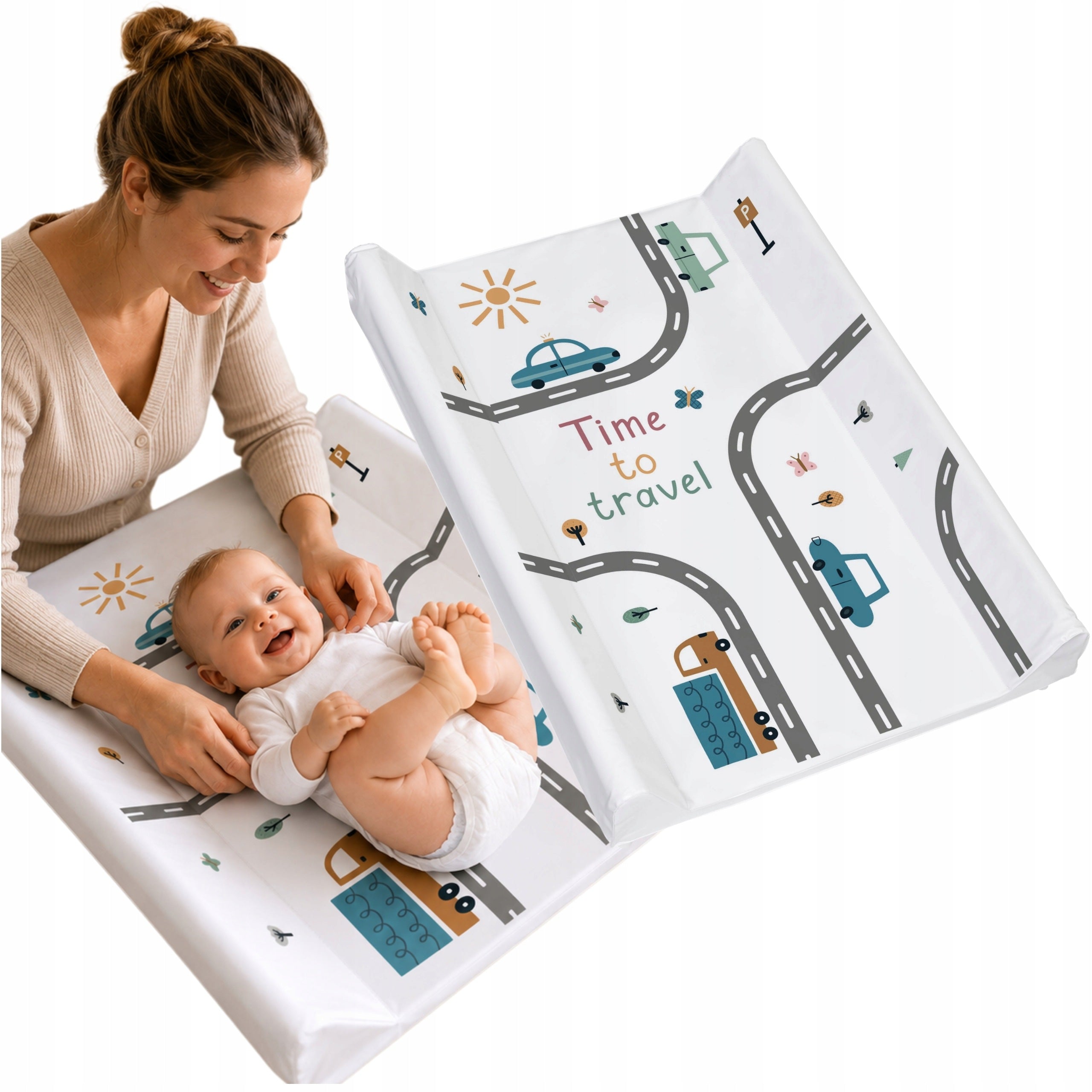 Changing Table Rigid Waterproof Car Blue 70x50 for Cot Dresser