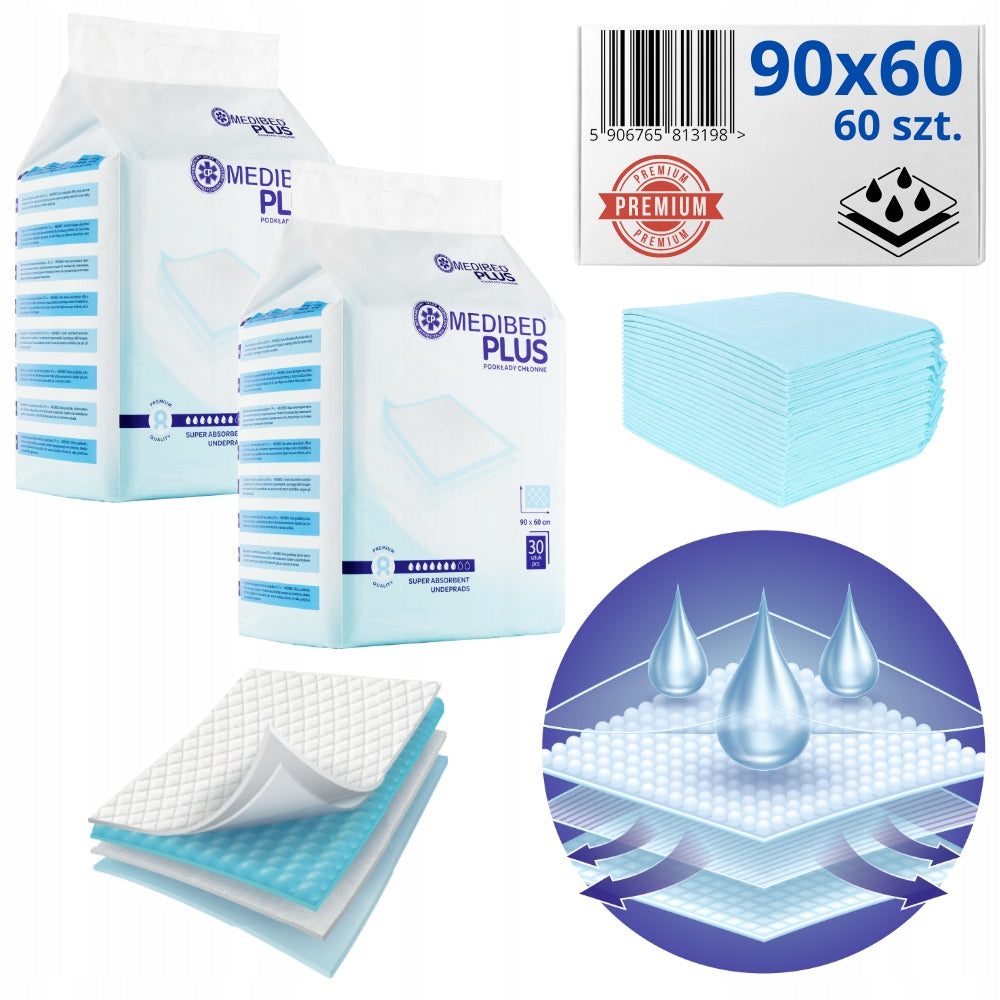 Changing pads MEDIBED PLUS 90x60 non-sterile PREMIUM 960ml 2x30 pcs