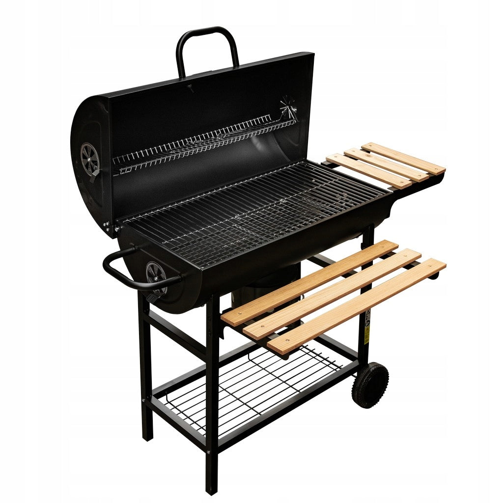 Charcoal Garden Grill Large BERGMANN Barrel Cover Thermometer 2 GRATES Manufacturer BERGMANN