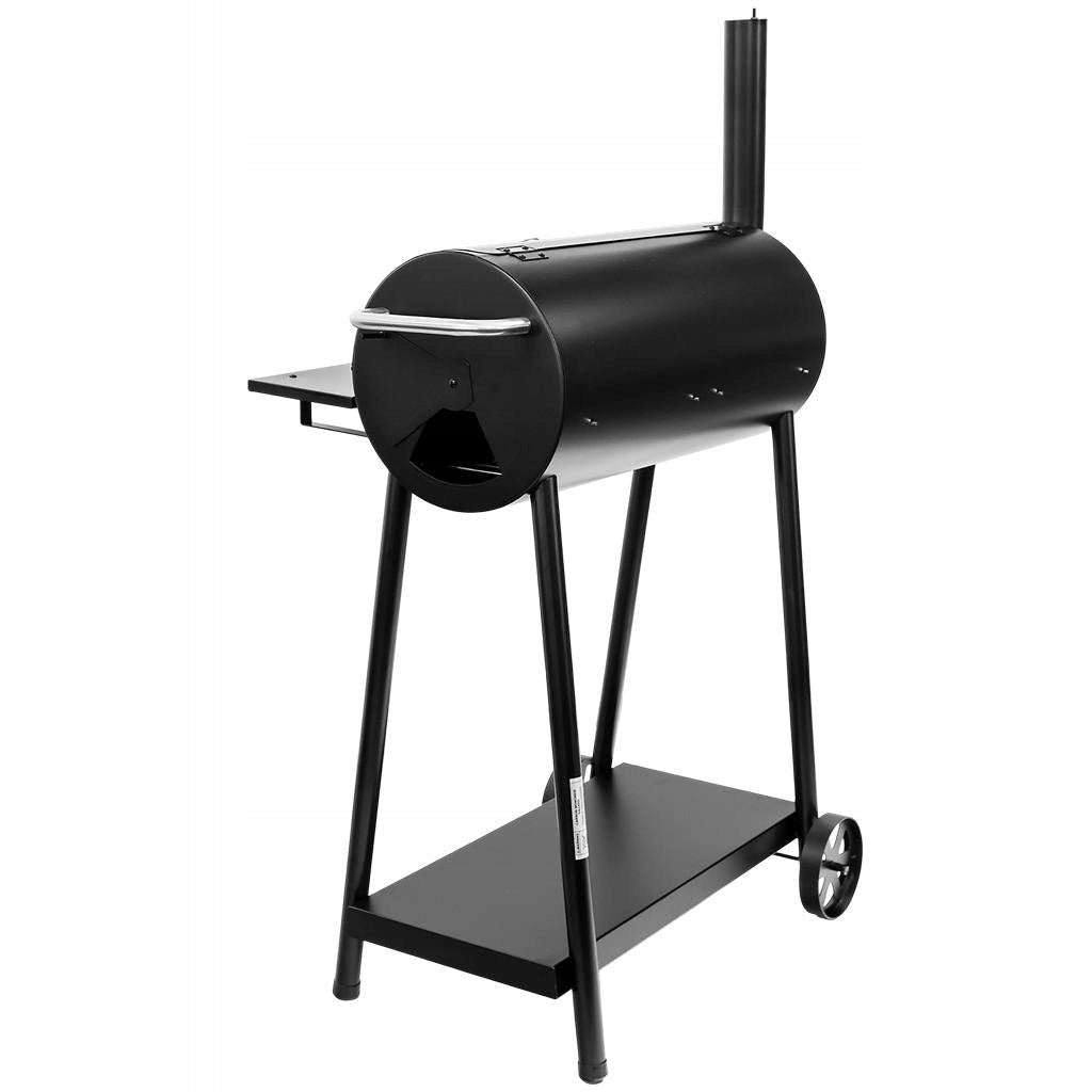 Charcoal Garden Grill Large Barrel Chimney Cover Thermometer Metal Shelves Grill width 71 cm