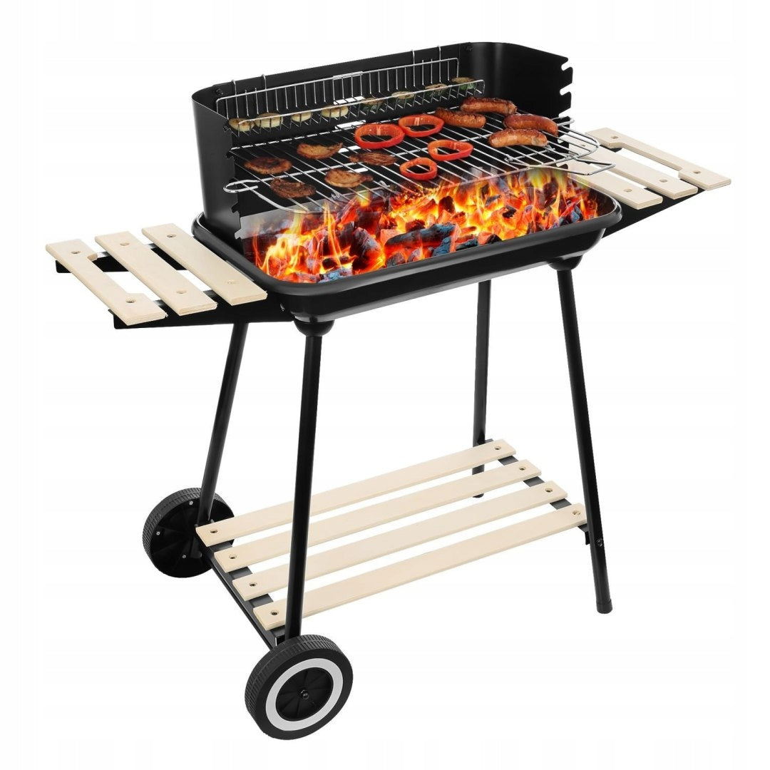 Charcoal Garden Grill On Wheels With Grating Adjustable Portable Steel Corner Manufacturer code Grill Węglowy Ogrodowy Na Kółkach Z Rusztem