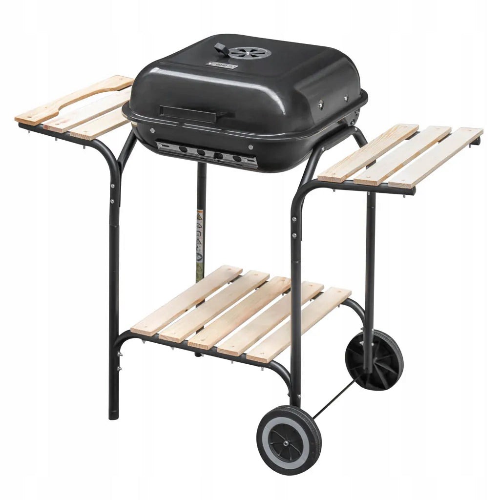 Charcoal Garden Grill with Cover LARGE Chrome Grate 3 SHELVES PORTABLE Packaging status original
