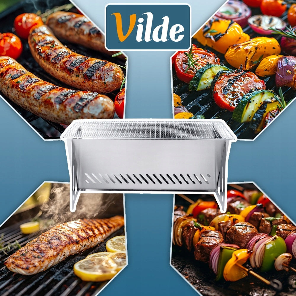 Charcoal Grill Folding Portable Garden Hiking Picnic Small 40cm Grate material made of steel