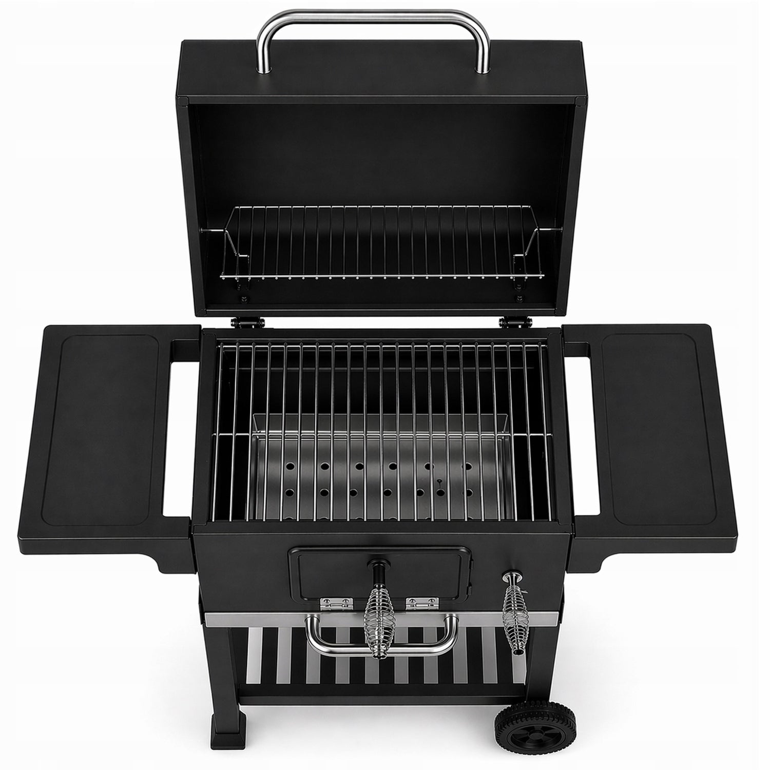 Charcoal Grill Garden Cast Iron Grating Large with Chimney Ashtray Thermometer Manufacturer Primaveo