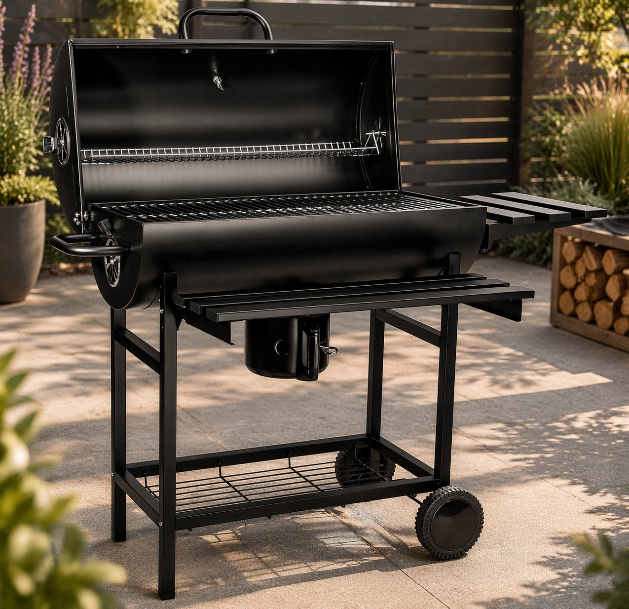 Charcoal Grill with Garden Cover Large with Shelf Ashtray Grate Portable Grate length 68 cm