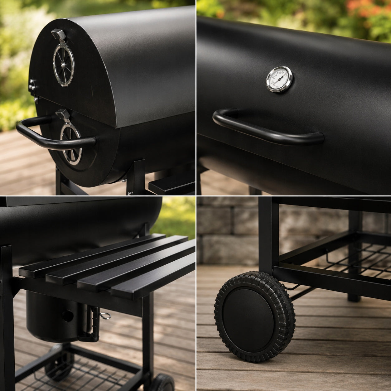 Charcoal Grill with Garden Cover Large with Shelf Ashtray Grate Portable Manufacturer code Grill ogrodowy z pokrywą NOV-SCB-23