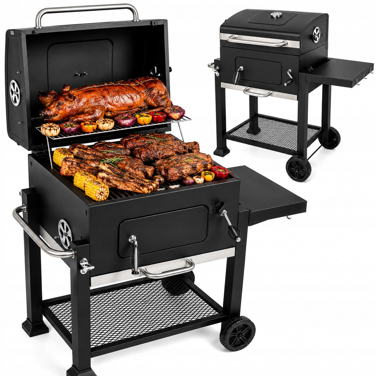 Charcoal grill Riwall RCG 60 cast iron garden grate with cover THICK SHEET