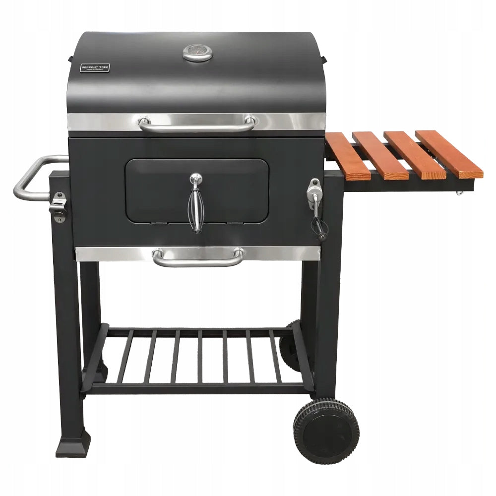 Charcoal grill cast iron grate with lid ashtray thermometer 113,5x107x50 cm