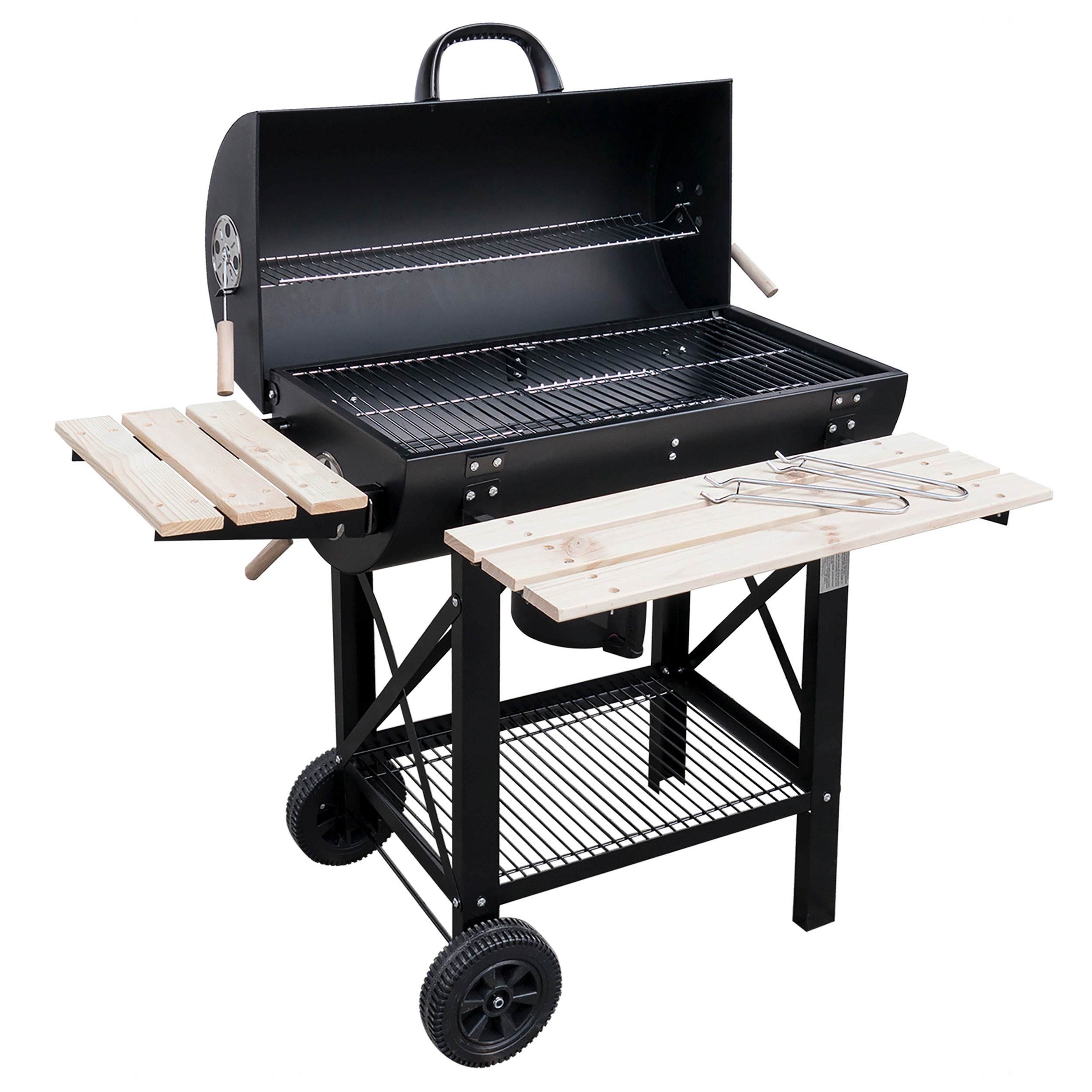 Charcoal grill smokehouse with wooden shelves barrel Mirpol 70 x 35 cm Manufacturer code MIR418