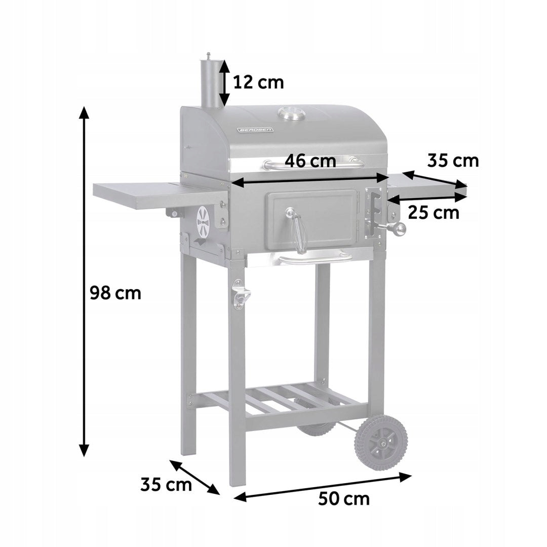 Charcoal grill with cover Berdsen BD-892 black Grill width 110 cm