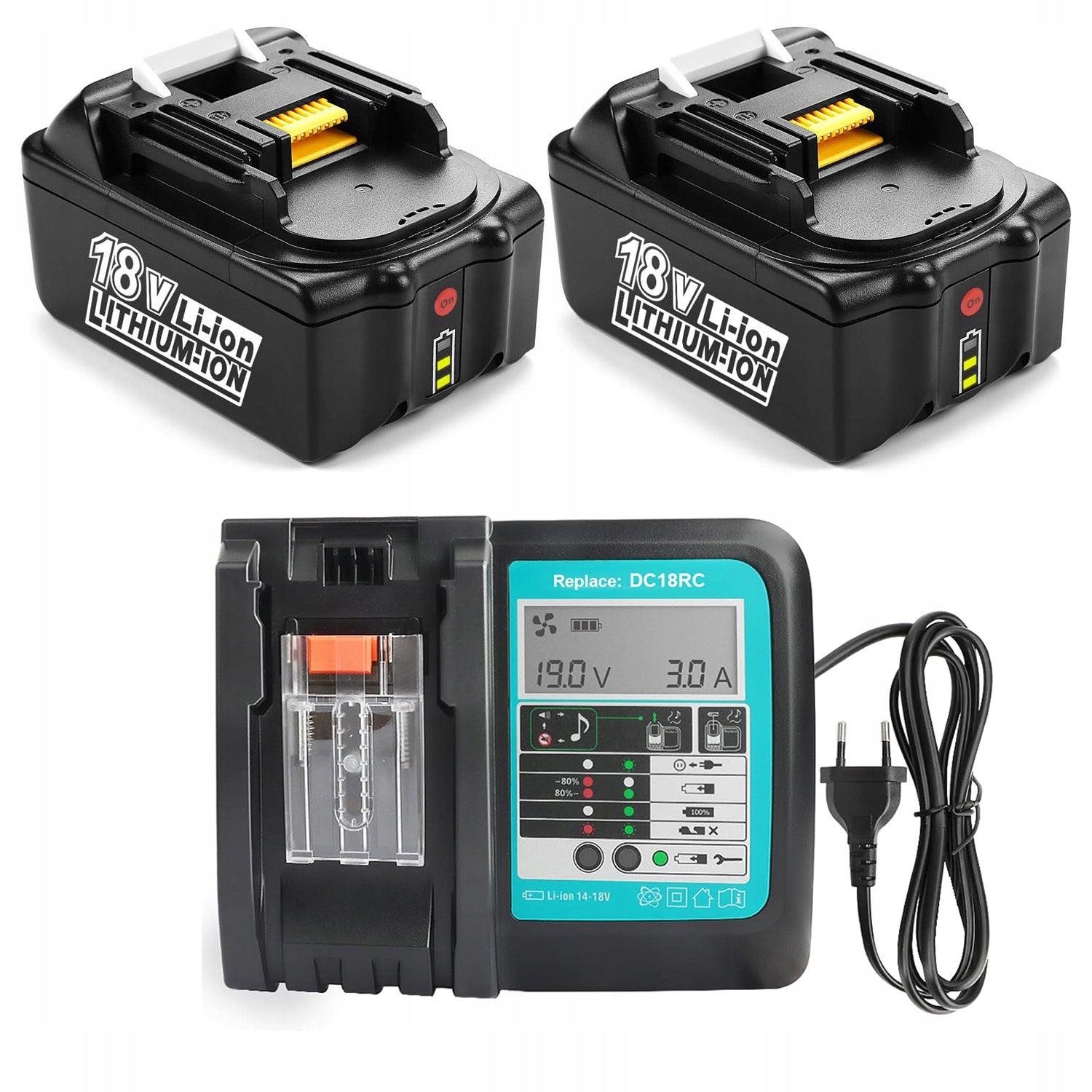 Charger 18V DC18RC + 2X BL1850B 5Ah Battery for MA-Kita BL1860B BL1830 LXT