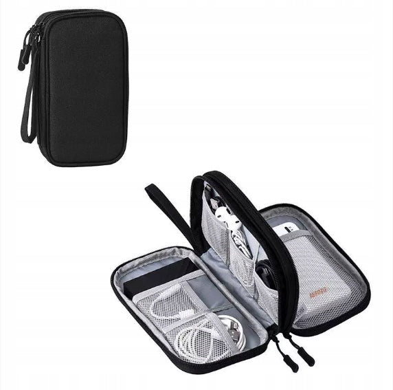 Charger Organizer Powerbank Travel Case for Cables Disks Double Layer