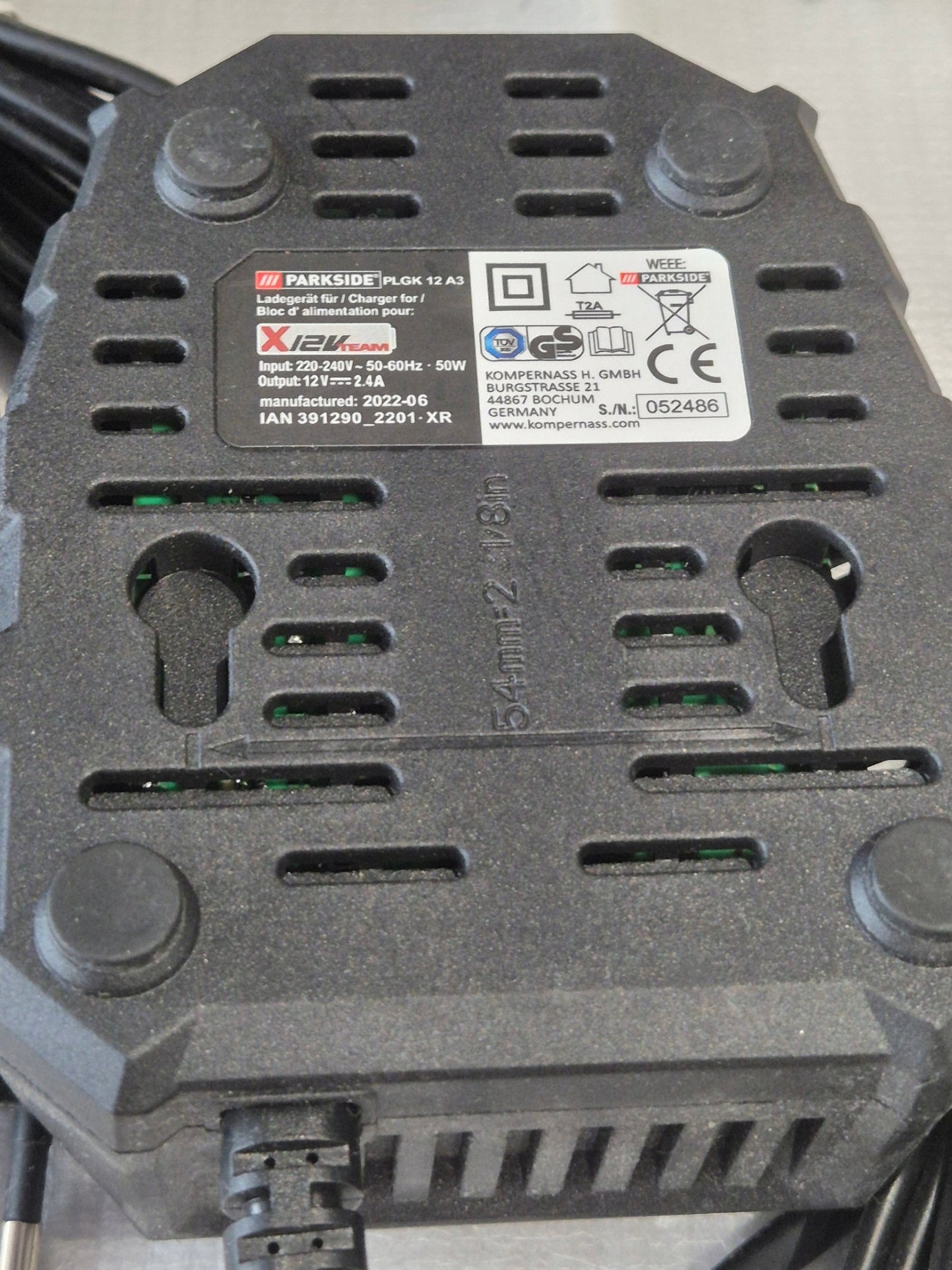 Charger Parkside PLGK 12 A3 X12V TEAM 12V 2,4A EAN (GTIN) 4058143091849