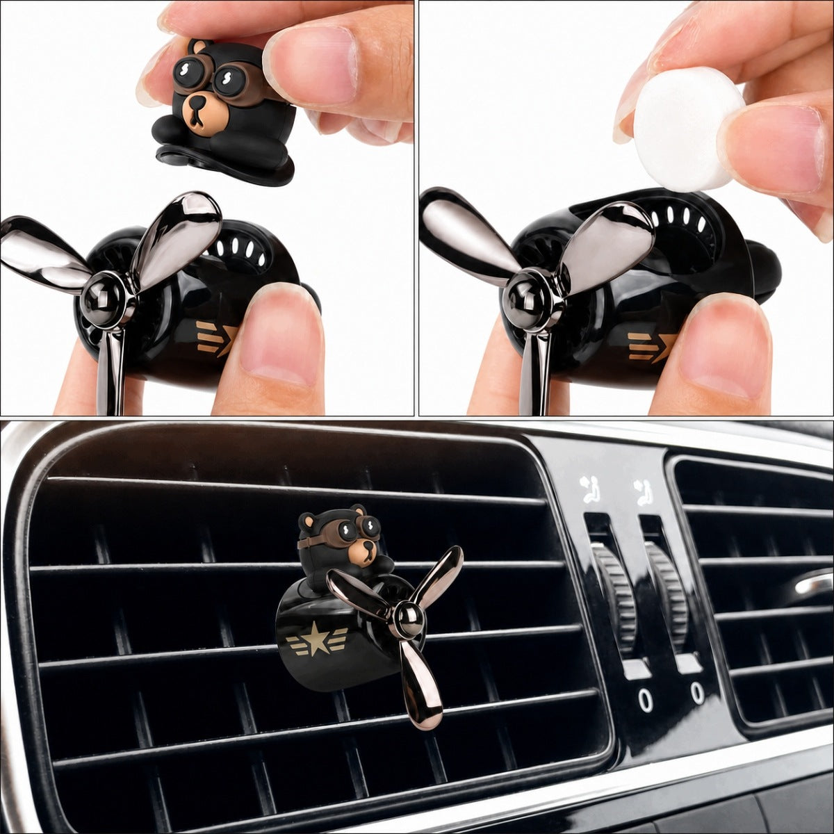 Checkered air freshener, airplane with teddy bear black for car Kind to the air vent