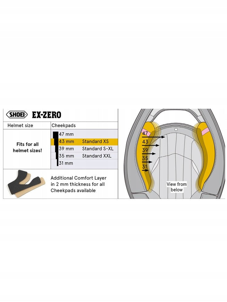 Cheek pads Shoei EX-Zero r 31mm Packaging status original