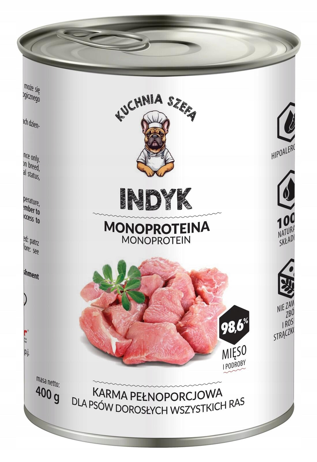 Chef's Kitchen Wet Food for Adult Dogs MONOPROTEIN TURKEY 400g