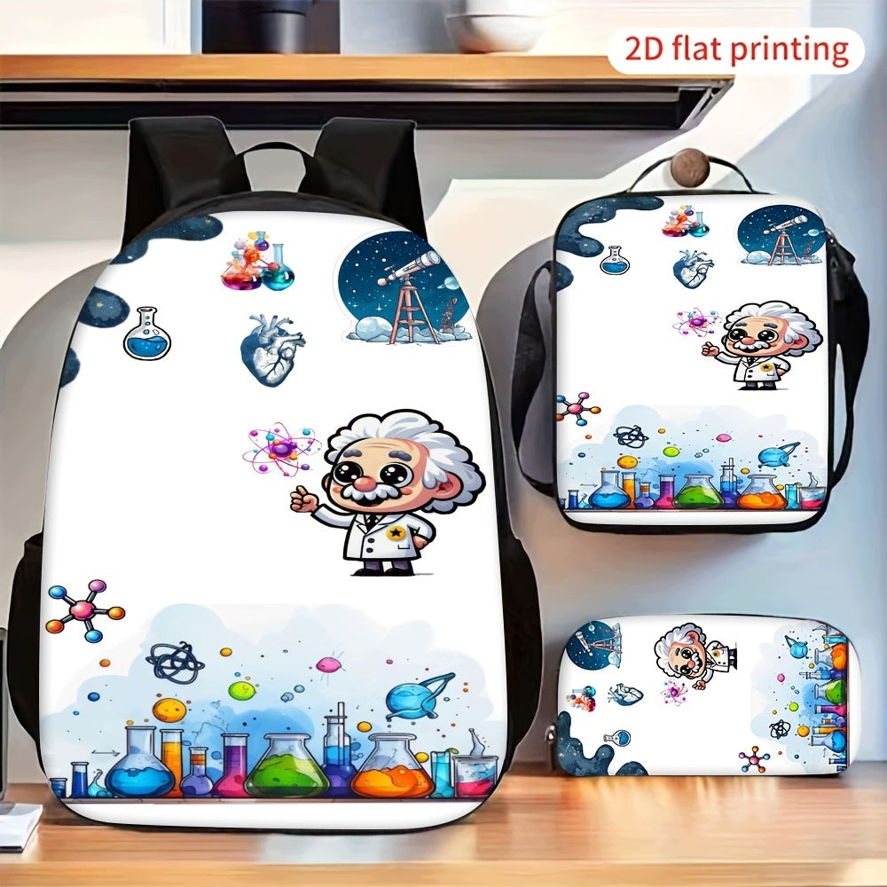 Chemistry Science Professor Cartoon Backpack Set with Lunch Bag