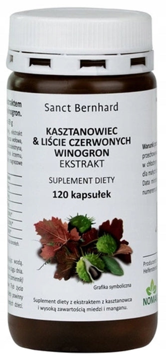 Chestnut & vine leaves | EXTRACT | Sanct Bernhard | 120 kaps. Expiration date at least 1 year from the date of purchase