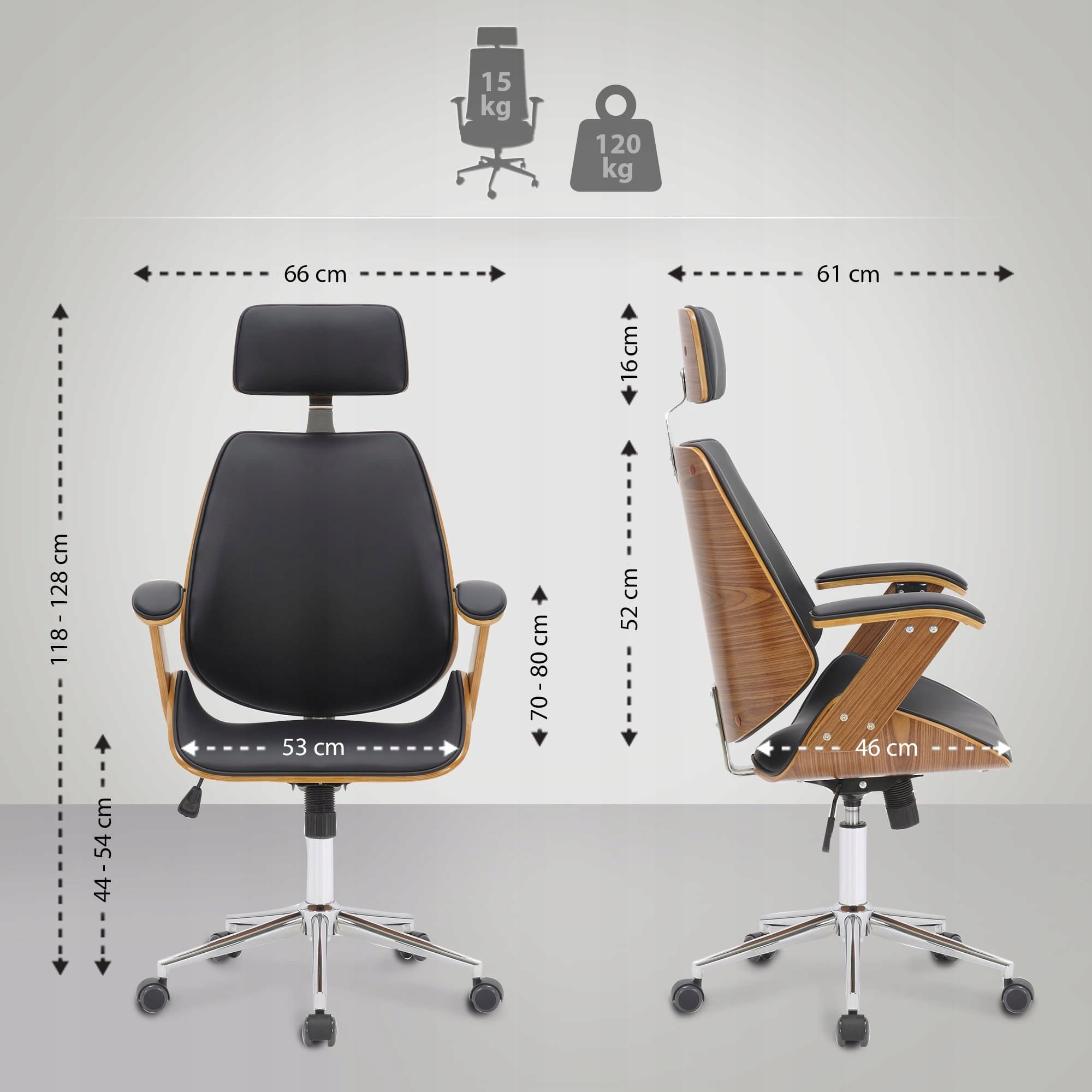 Chicago Faux Leather Office Chair, Walnut/Black Packaging status original