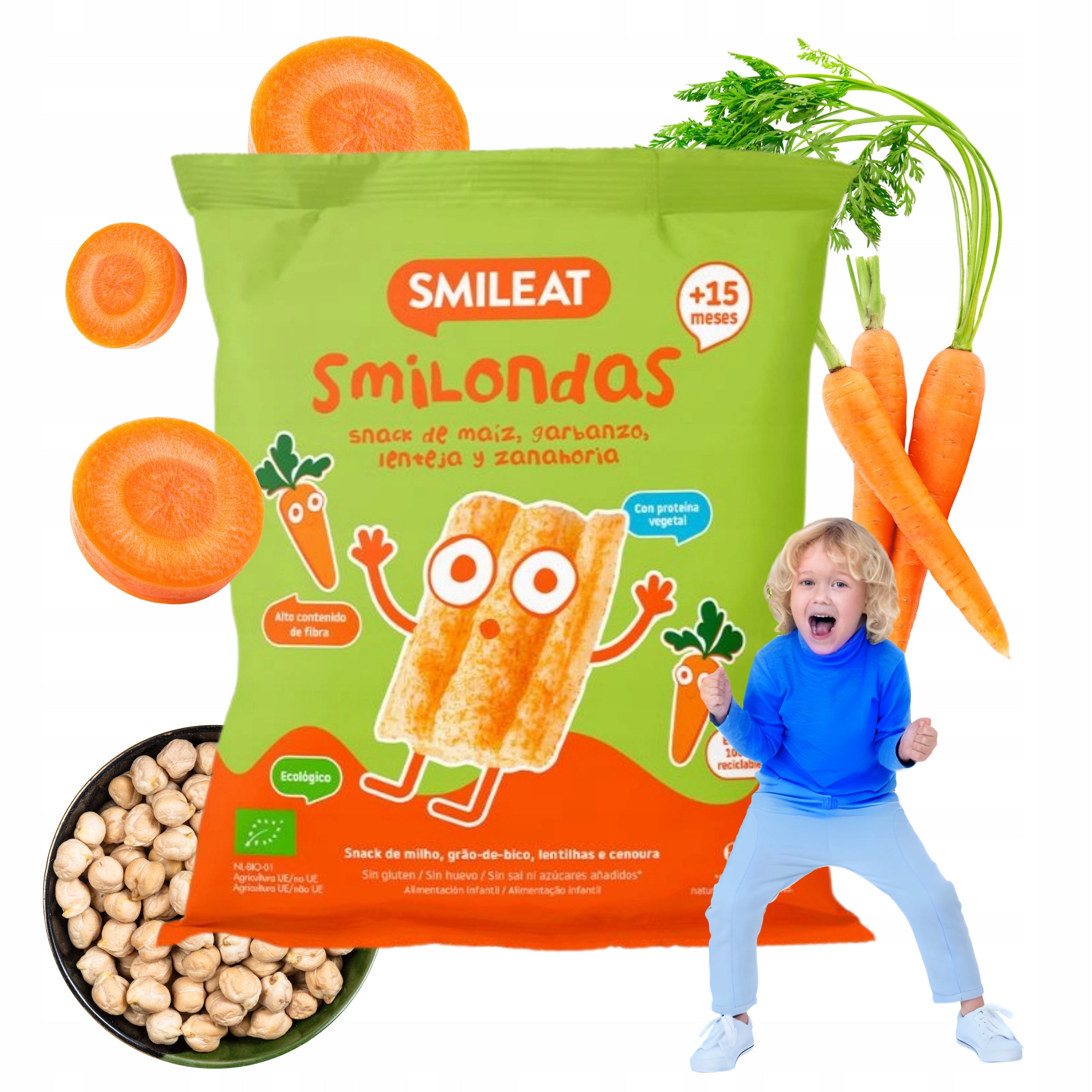 Chickpea Crisps Without Sugar Carrot Chips Smileat BIO Eko 25 g