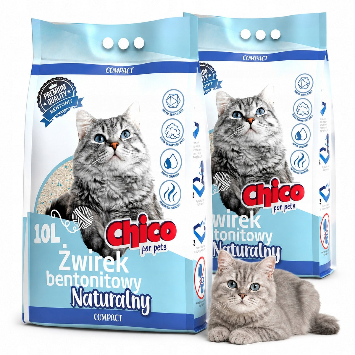 Chico Compact Bentonite Cat Clumping Fine Grain 2x10L