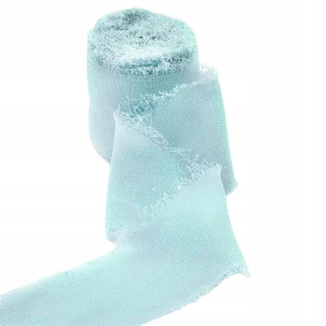 Chiffon Ribbon Ripped Blue for Gift Wrapping 3.8cm x 6.5m